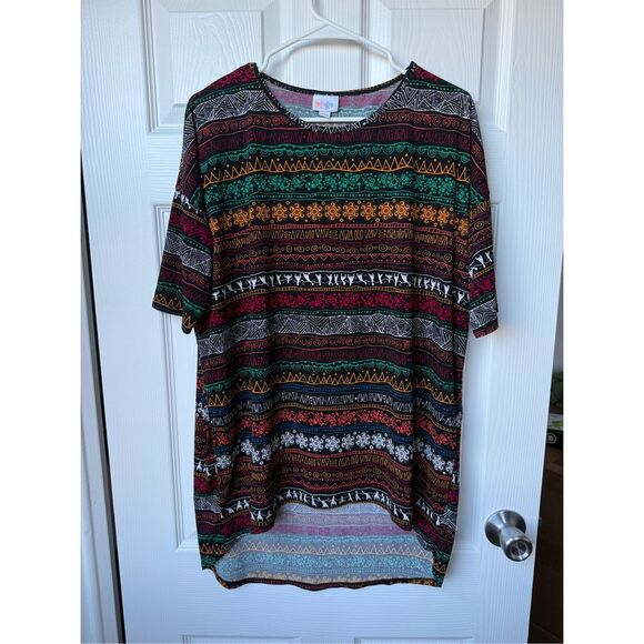 LuLaRoe Blouse Small Women's Black Orange Multicolor Pattern Lion King - Picture 1 of 4